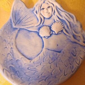 Mermaid Blue and White Ceramic Trinket Dish
